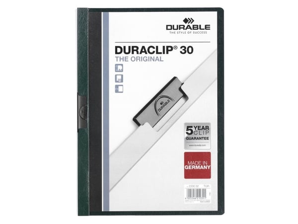 Durable DURACLIP 30 A4, Sort, Grønn, Gjennomsiktig, PVC, 30 ark, A4, 1 stykker