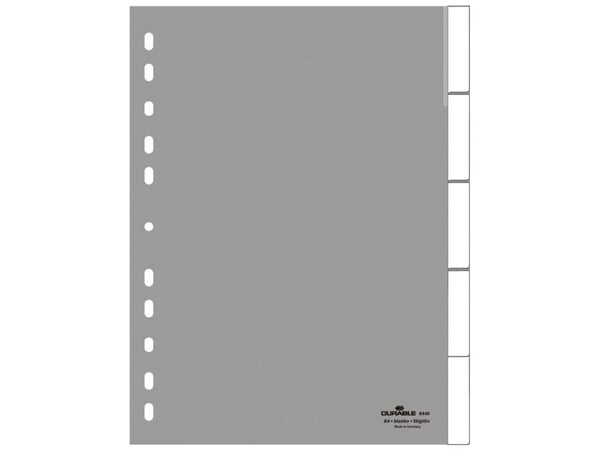 Durable 6440, Numerisk faneindeks, Polypropylen (PP), Grå, Portrett, A4, 230 mm