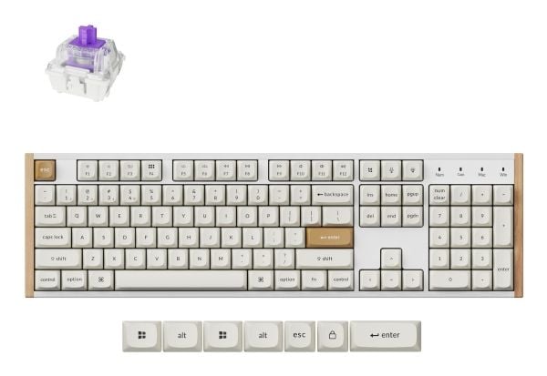 Keychron K10 HE - Tastatur - 100% - full size - bakgrunnsbelyst - trådløs - Bluetooth 5.2, USB - tastsvitsj: Gateron Double-Rail Nebula (hot-swappa...