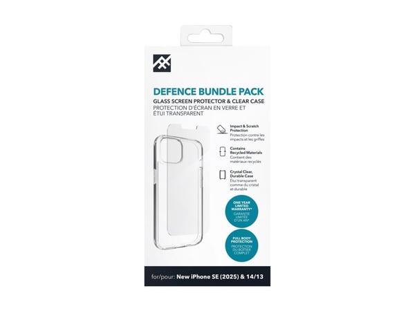 iFrogz Defence - Baksidedeksel for mobiltelefon - blank - med skjermbeskytter - for Apple iPhone 13, 13 Pro, 14, 15, 16e, 17e