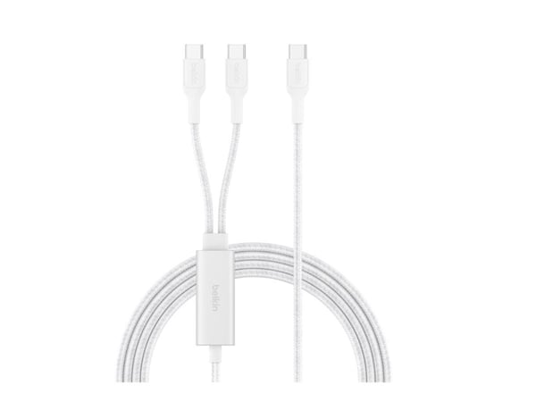 Belkin BoostCharge Pro - USB-kabel - USB-C (hann) til USB-C (hann) - USB 2.0 - 1.5 m - USB Power Delivery (140W), braided - hvit