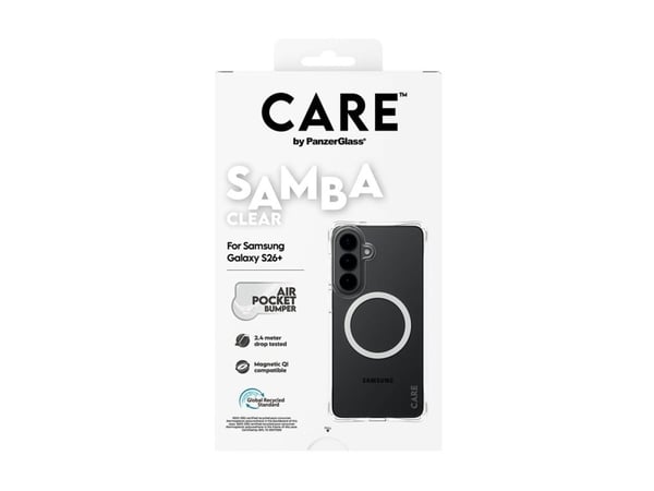 CARE by PanzerGlass Samba case transparent med vit Qi till Samsung Galaxy S26