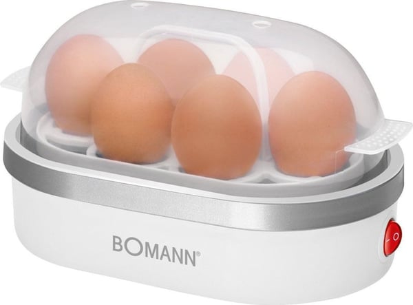 Bomann EK 5022 CB, 6 munaa, Hopea, Läpinäkyvä, Valkoinen, 400 W, 230 V, 50 Hz, 220 mm