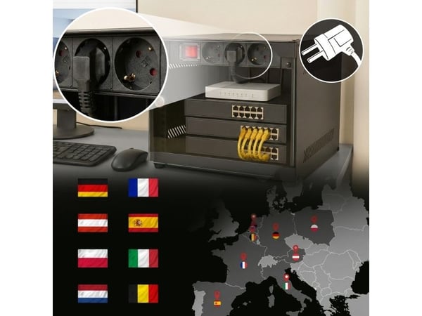 Extralink 10" 1U 3 stikkontakter av EU-type Power PDU | strømskinne | med bryter