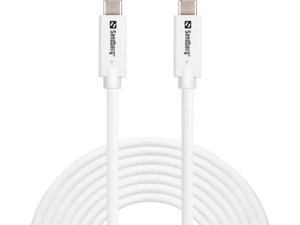Sandberg 136-76, 5 m, USB C, USB C, USB 3.2 Gen 2 (3.1 Gen 2), 10 Gbit/sek, hvit