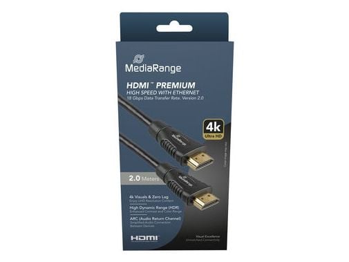 MediaRange HDMI-kabel, ver. 2.0, 18 Gbps, 2,0 m, svart