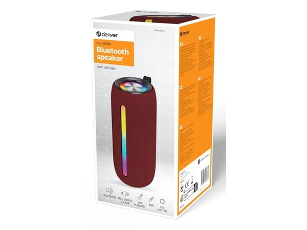 DENVER BTL-360 - Høyttaler - for bærbar bruk - trådløs - Bluetooth - 10 watt - bordeaux