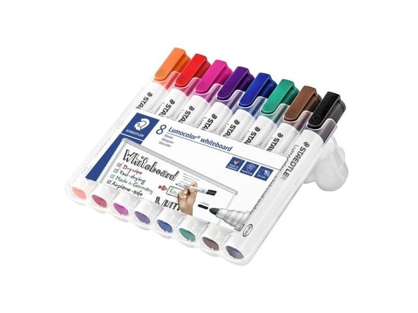 Whiteboardmarker Staedtler Lumocolor 351 WP8 PP rund spids med 8 stk. ass. farver