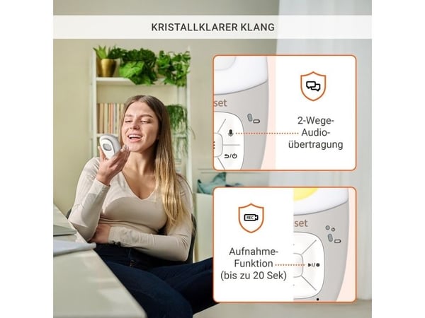 Gigaset BABY 100 Audio, DECT-babytelefon, 300 m, 50 m, 300 m, Grå, Hvit, LCD