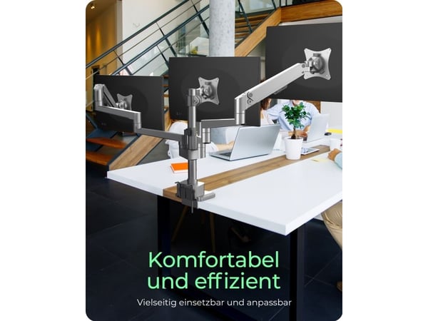 ICY BOX - Monteringssett (klemmemonteringsbase, skrivebordsmalje, 3 displaymonteringer) - justerbar arm - for 3 LCD/plasma-paneler - plastikk, stål...