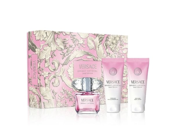 Versace Bright Crystal For Women Eau De Toilette 50 Ml Spray Gift Set With Body Lotion 50 Ml And Shower Gel 50 Ml