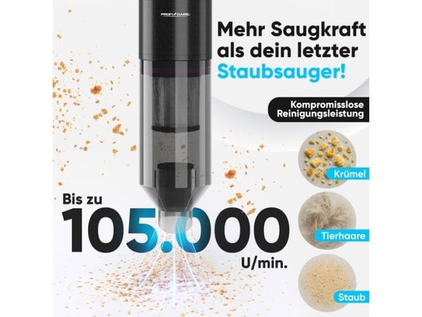 ProfiCare PC-AKS 3137, Tørr, HEPA, Møbeltrekk, Uten pose, Antrasitt, Batteri