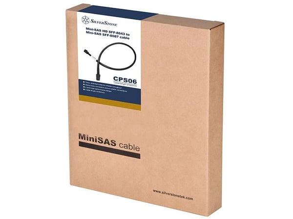 SilverStone CPS06 - Intern SAS-kabel - med sidoband - 4-vägs - 4x mini-SAS HD (SFF-8643) (hane) till mini-SAS (SFF-8087) (hane) - 60 cm - svart