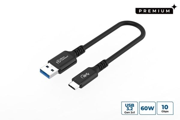 Premium USB-C to USB-A cable  0,15m, 10Gbps, 60W