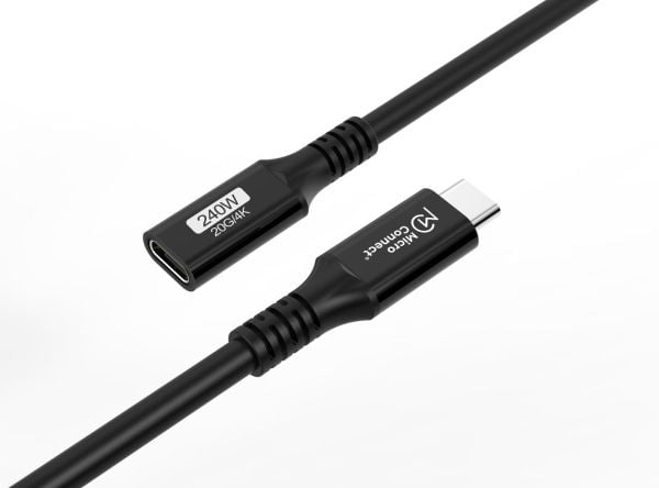 MicroConnect Premium - USB-forlengelseskabel - USB-C (hunn) til USB-C (hann) - USB 3.2 Gen 2x2 - 20 V - 5 A - 15 cm - USB Power Delivery (240 W), u...