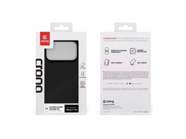 Crong Color Cover Magnetic, Etui, Apple, iPhone 17 Pro, 16 cm (6.3"), Svart