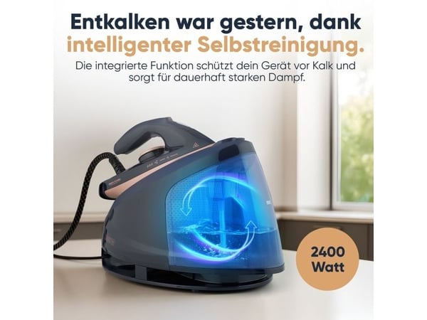 ProfiCare PC-DBS 3127, 2400 W, 150 g/min, keramisk såleplate, 4 bar, 1,2 L, blå, rosa