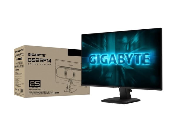 Gigabyte GS25F14 - LED-skärm - spel - 25" (24.5" visbar) - 1920 x 1080 Full HD (1080p) @ 144 Hz - SS IPS - 300 cd/m² - 1500:1 - HDR10 - 1 ms - 2xHD...