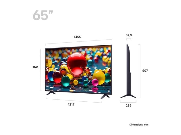 LG UHD 65UA74006LB, 165,1 cm (65"), 3840 x 2160 pikseliä, LED, Älytelevisio, Wi-Fi, musta