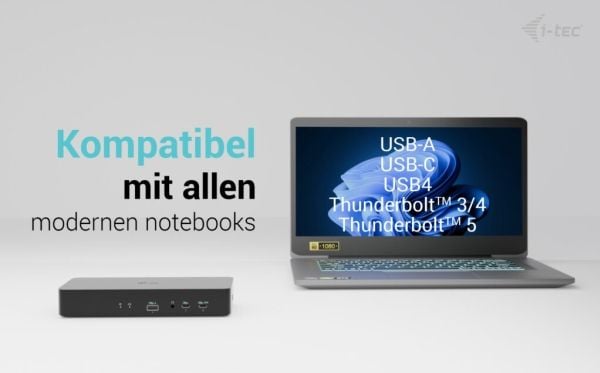 i-Tec - Dokkingstasjon - USB-C / USB4 / Thunderbolt 3 / Thunderbolt 4 / Thunderbolt 5 /USB-A - 2 x HDMI, 2 x DP - 1GbE - 135 watt - Europa