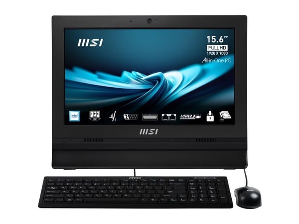 MSI PRO AP162T ADL-019DE - Allt-i-ett - N100 upp till - SSD 128 GB - NVMe - Gigabit Ethernet - Win 11 Pro - skärm: LED - svart