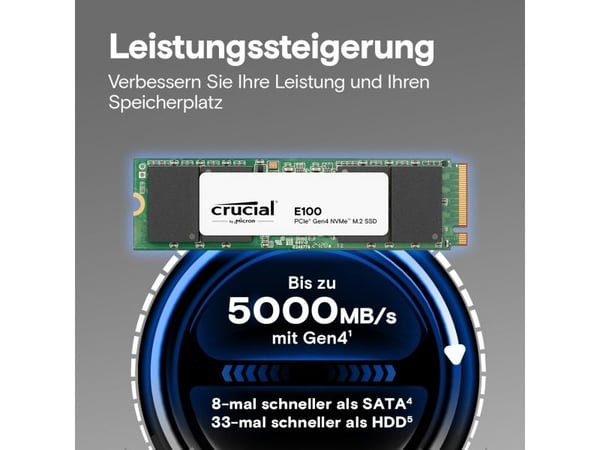 Crucial E100 - SSD - 2 TB - intern - M.2 2280 - PCIe 4.0 x4 (NVMe)