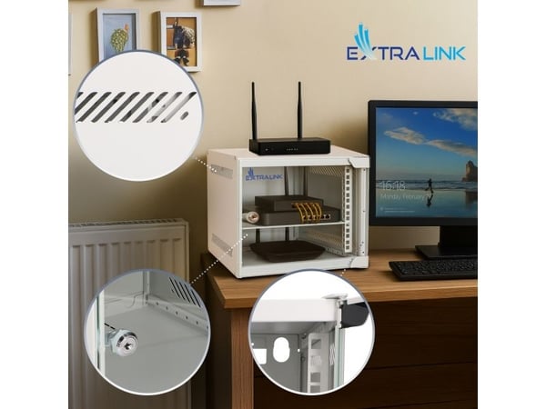 Extralink Lite 6U 10" 280X310 grå | rackskap | veggmontert
