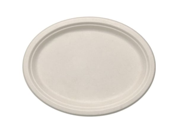 Fibertallerken, ABENA Gastro, 19x26x1,9cm, Ø26cm, nature, sukkerrør - (10 stk.)