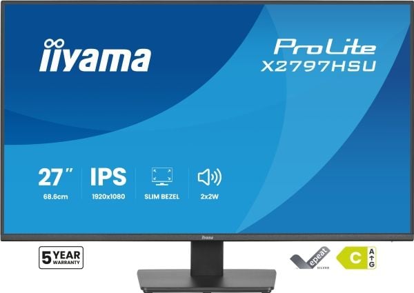 iiyama ProLite X2797HSU-B1 - LED-skjerm - 27" - 1920 x 1080 Full HD (1080p) @ 120 Hz - IPS - 350 cd/m² - 1500:1 - 4 ms - HDMI, DisplayPort - høytta...