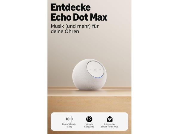 Amazon Echo Dot Max - Smarthögtalare - Wi-Fi 6, Bluetooth - Appkontrollerad - 2-vägs - vit