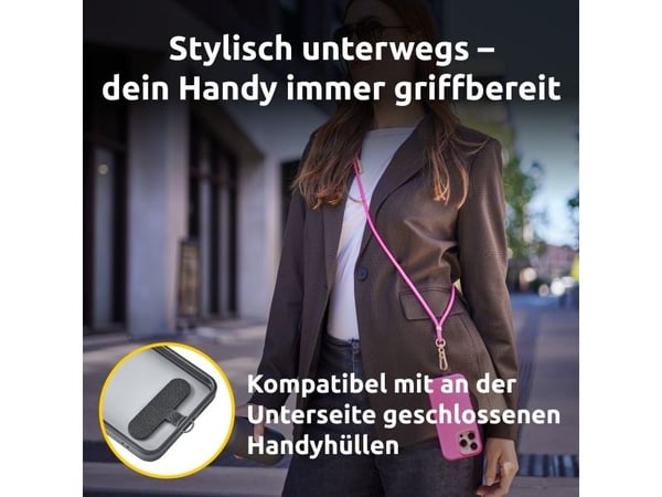 Intenso Handykette als Lade- + Datenkabel USB-C bis 1,65m neon pink, 1,65 m, USB C, USB C, Rosa