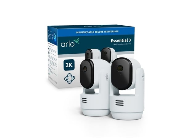 Arlo Essential 3 - Nettverksovervåkingskamera - PTZ - innendørs - farge (Dag og natt) - 3 MP - 2304 x 1296 - lyd - trådløs - Wi-Fi (en pakke 2)