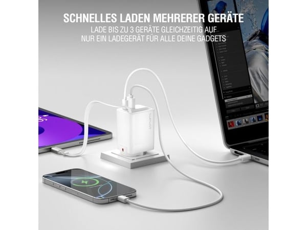 4smarts Flex Jojo 65W GaN 2xUSB-C + USB-A verkkolaturi valkoinen