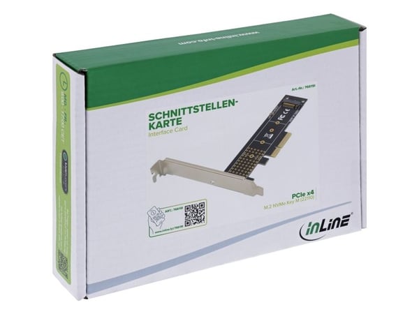 InLine 76619I, PCIe, M.2, Hankjønn, PCIe 3.0, -40 - 85 °C, -40 - 85 °C