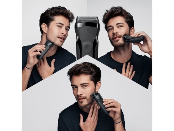 Braun Series 3 300BT, Parranajokone kääntyvällä päällä, musta, Painikkeet, 1 mm, Akku, Nikkelimetallihybridi (NiMH)