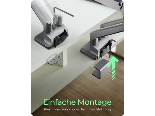 ICY BOX - Monteringssett (klemmemonteringsbase, skrivebordsmalje, dobbeltarm) - justerbar arm - for 2 LCD/plasma-paneler - plastikk, stål, aluminiu...