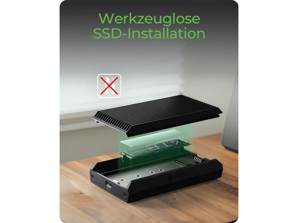 ICY BOX IB-1920M-C42, SSD-kabinett, M.2, M.2, 40 Gbit/s, USB-tilkobling, Sort