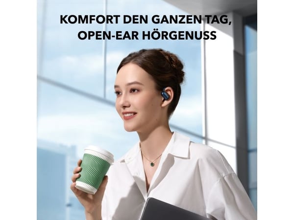 Soundcore AeroFit 2 - True wireless-hodetelefoner med mikrofon - åpent øre - over-øret-montering - Bluetooth - blå