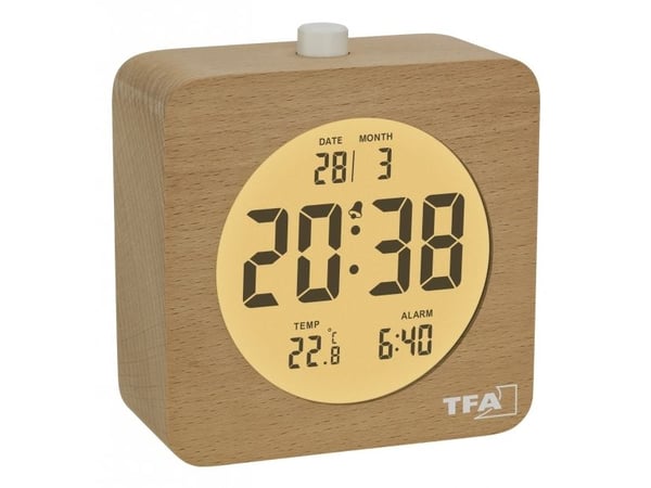 TFA-Dostmann 60.2049.05, Digital vekkerklokke, firkant, Bøk, Innendørs, Voksen/Barn, Gutt/Jente