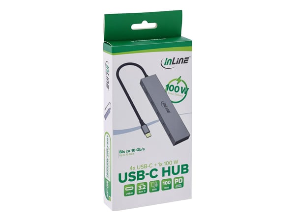 InLine 35392E, USB Typ-C, USB Typ-C, 10000 Mbit/s, Grå, 100 W, 0,15 m