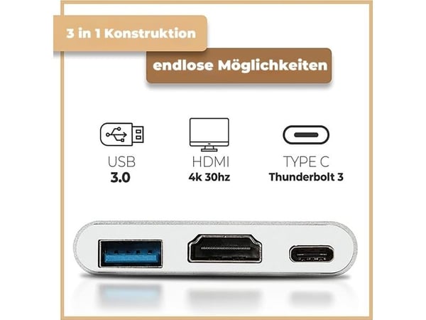 Inca ITPC-04T, USB Type-C, HDMI, Thunderbolt 3, USB 3.2 Gen 1 (3.1 Gen 1) Type-A, 5000 Mbit/s, 30 Hz, 2160p, 3840 x 2160 pikseliä