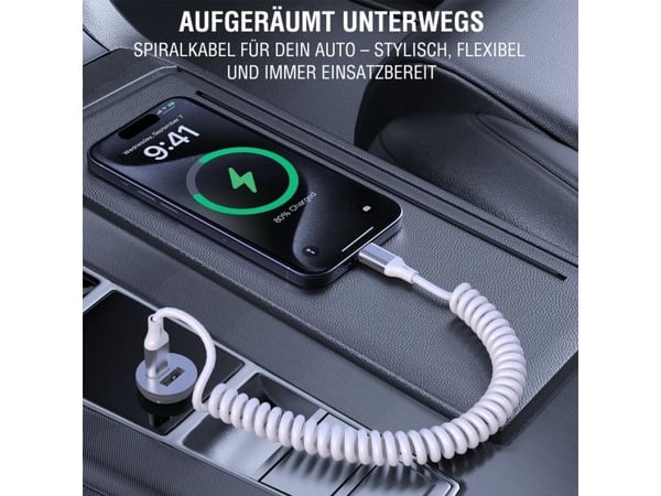 4smarts USB-C spiralkabel 100W hvit (4S541600)