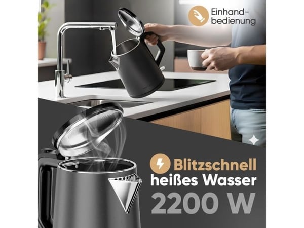 ProfiCook PC-WK 1290, 1,5 l, 2200 W, Antrasitt, Overopphetingsbeskyttelse