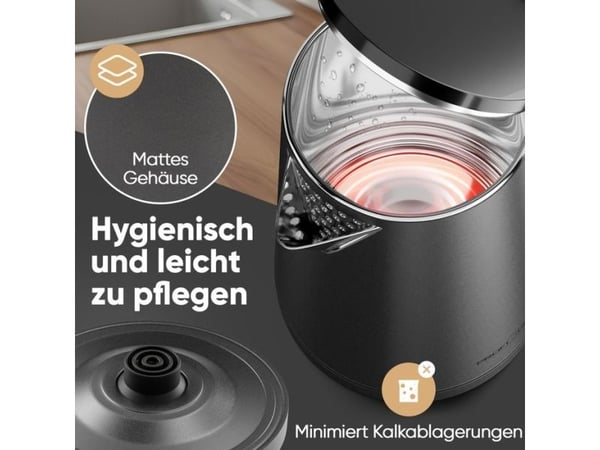 ProfiCook PC-WK 1290, 1,5 l, 2200 W, Antrasitt, Overopphetingsbeskyttelse