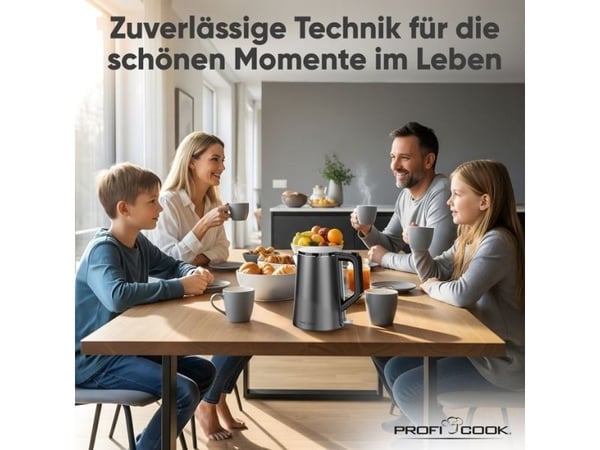 ProfiCook PC-WK 1290, 1,5 l, 2200 W, Antrasitt, Overopphetingsbeskyttelse