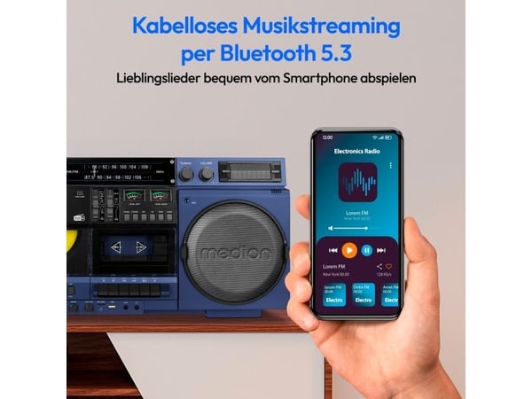 MEDION LIFE P66538, Blå, 1 disker, Front, 20 W, 2-veis, DAB+, PLL