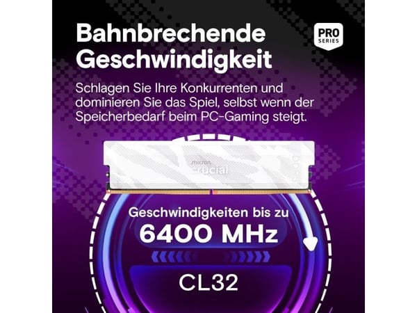 Crucial Pro OC - DDR5 - sett - 32 GB: 2 x 16 GB - DIMM 288-pin - 6400 MT/s / PC5-51200 - CL32 - 1.35 V - ikke-bufret - snøfoks hvit