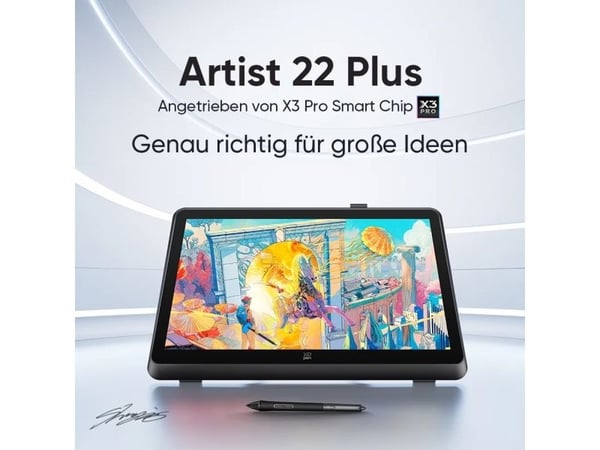 XPPen Artist 22 Plus, Koblet med ledninger (ikke trådløs), 5080 Ipi, 409 x 230 mm, USB, 1 cm, Penn, Berøringskontroll