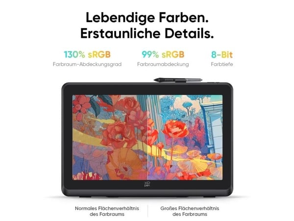 XPPen Artist 22 Plus, Koblet med ledninger (ikke trådløs), 5080 Ipi, 409 x 230 mm, USB, 1 cm, Penn, Berøringskontroll