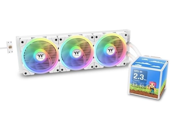 Thermaltake MINECUBE 360 Ultra, Alt-i-ett væskekjøler, 12 cm, 500 RPM, 2000 RPM, Hvit